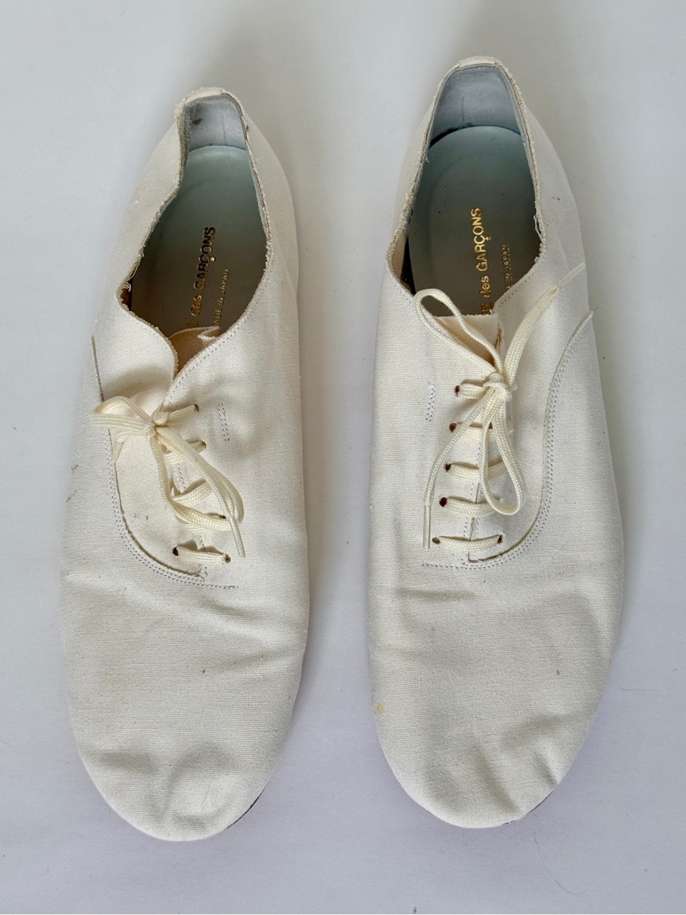 Comme des Garcons Women’s US 8 JP 25 EU 40 White Canvas Oxford Shoes Japan